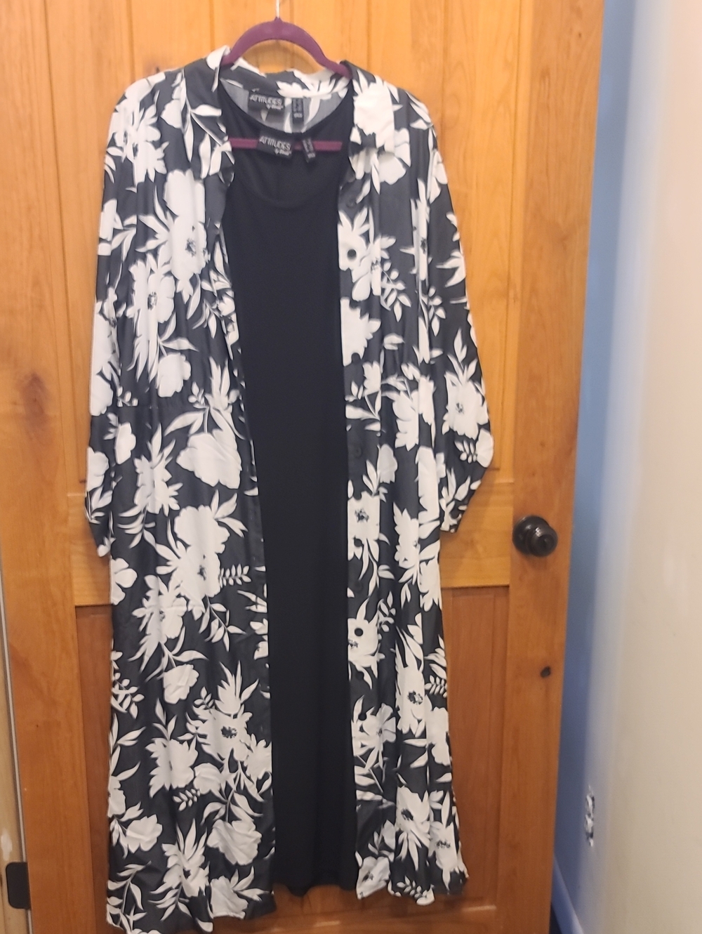 Attitudes by Renee Black and White Floral Maxi Dress